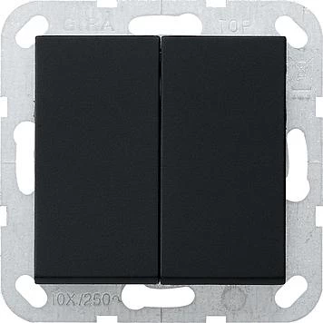  артикул 0125005 название Gira S-55 Черный матовый Выключатель с самовозвратом 2-клавишный нажимной