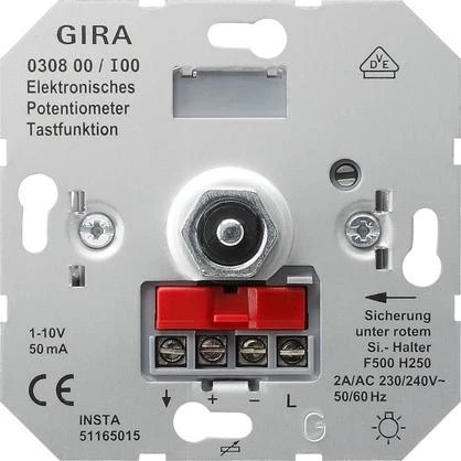  артикул 030800 название Вставка электронного потенциометра с выходом управления 1-10В с функцией кнопочного выключателя GIRA