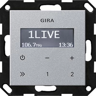  артикул 228426 название Gira S-55 Алюминий Радиоприемник скрытого монтажа RDS без громкоговорит.