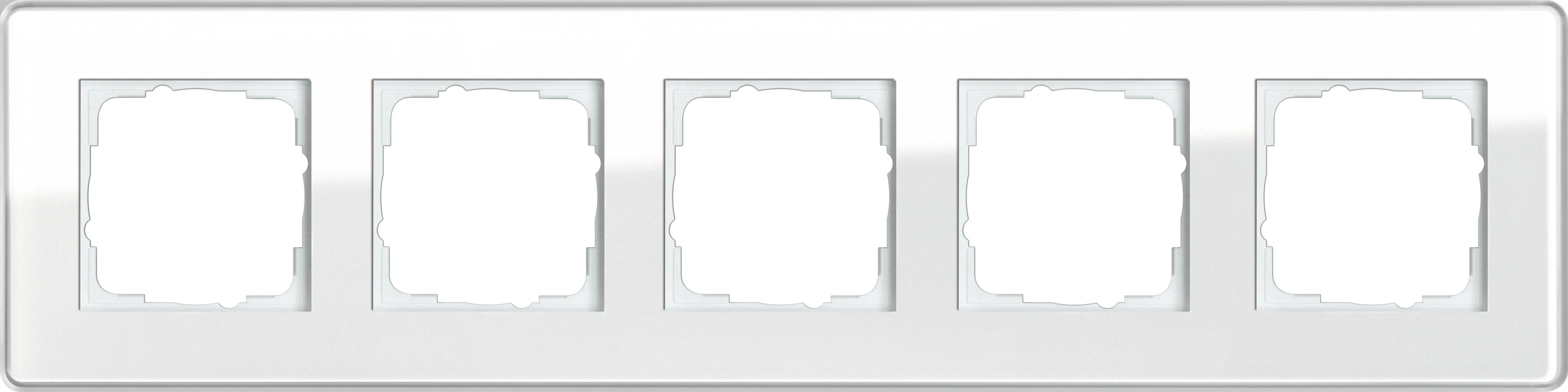  артикул 0215512 название Рамка 5-ая (пятерная), Стекло Белое, серия Esprit