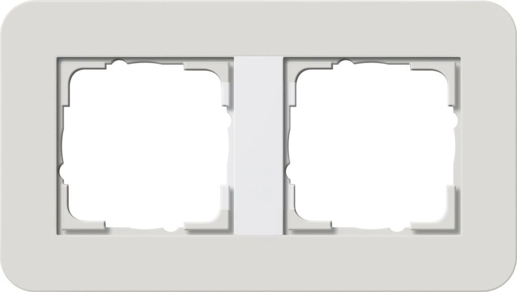  артикул 0212411 название Рамка 2-ая (двойная), Светло-серый/Белый глянцевый, серия E3