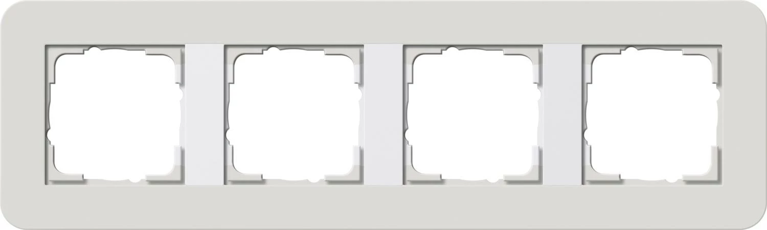  артикул 0214411 название Рамка 4-ая (четверная), Светло-серый/Белый глянцевый, серия E3
