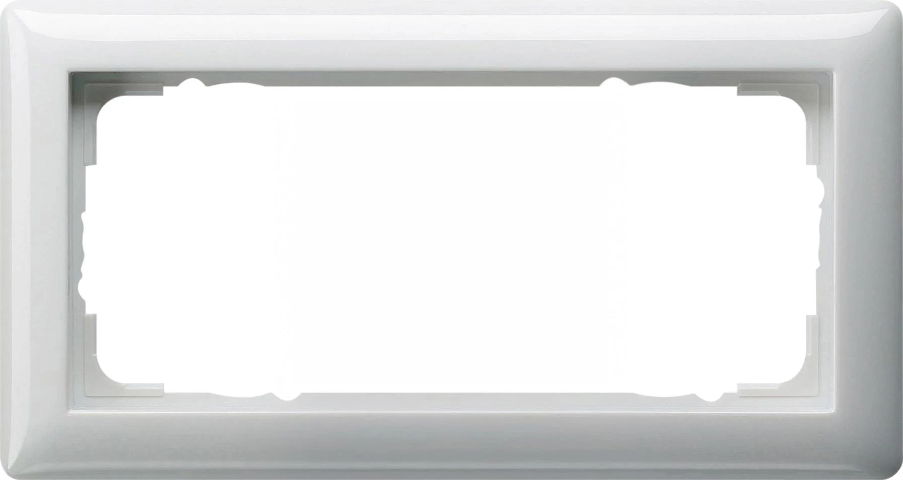  артикул 100203 название Рамка 2-ая (двойная) без перегородки, Белый глянцевый, серия Standard 55