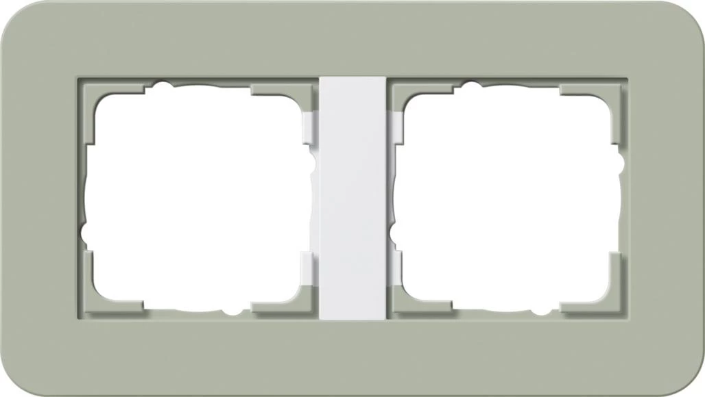  артикул 0212415 название Рамка 2-ая (двойная), Серо-зеленый/Белый глянцевый, серия E3
