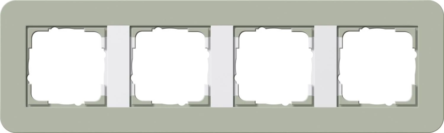  артикул 0214415 название Рамка 4-ая (четверная), Серо-зеленый/Белый глянцевый, серия E3