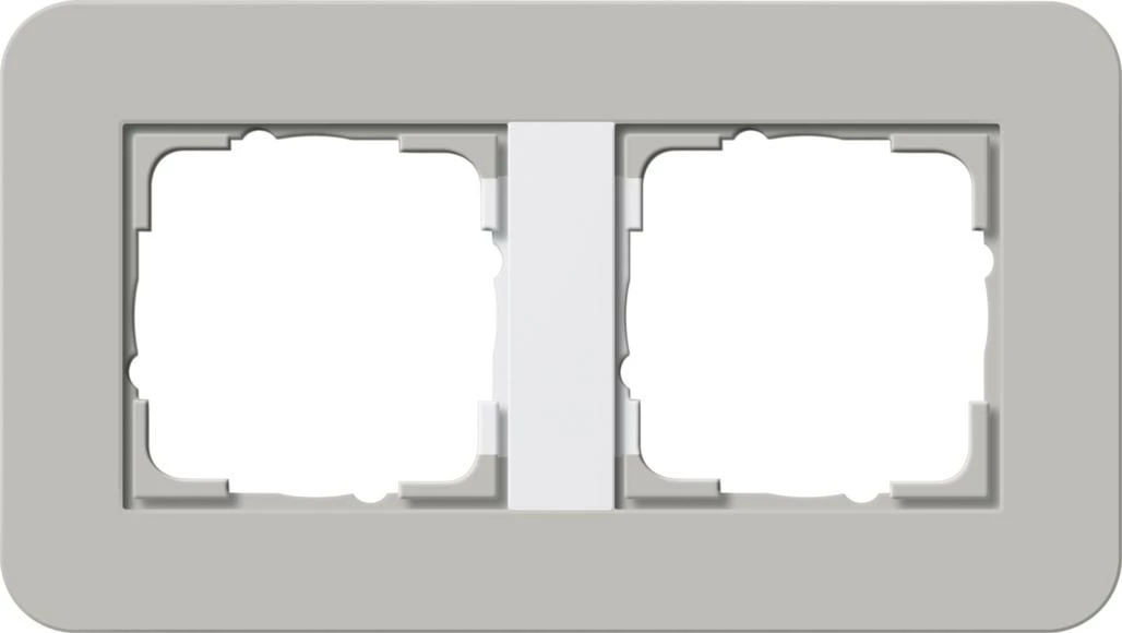  артикул 0212412 название Рамка 2-ая (двойная), Серый/Белый глянцевый, серия E3