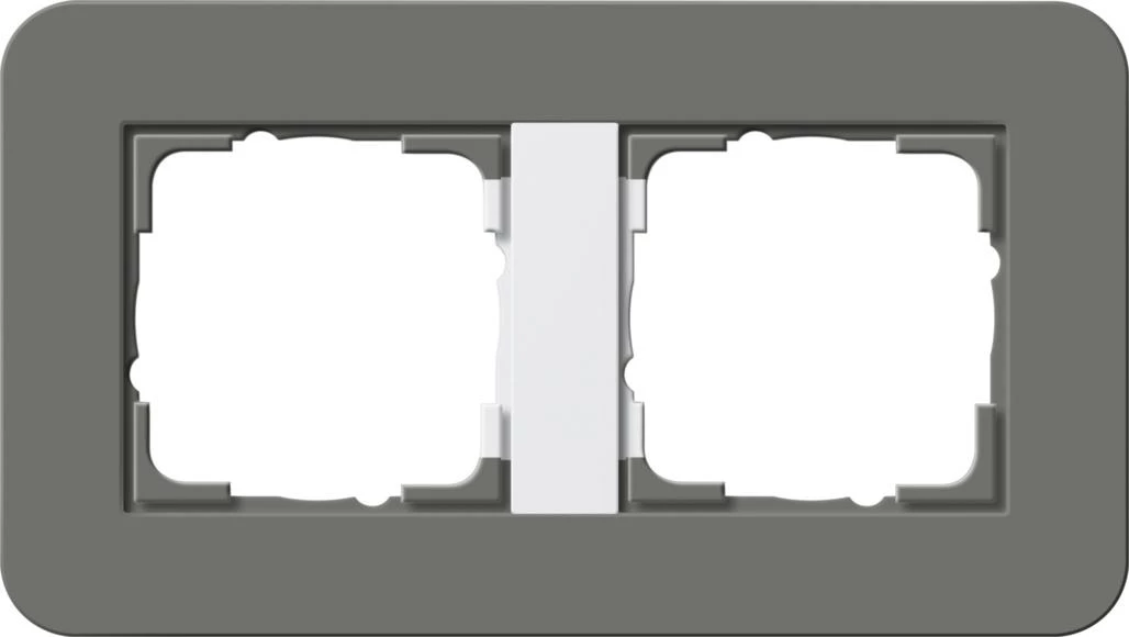  артикул 0212413 название Рамка 2-ая (двойная), Темно-серый/Белый глянцевый, серия E3