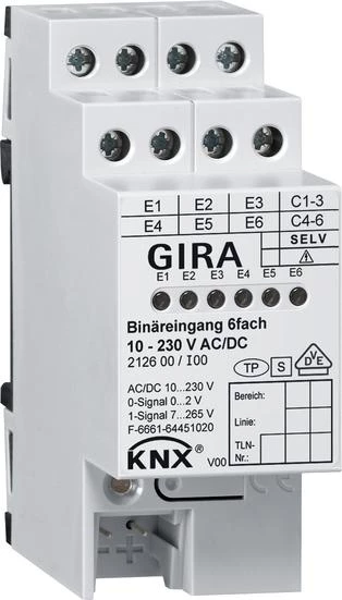  артикул 212600 название Gira Instabus KNX Двоичный вход 6-местн. 10 - 230 В AC/DC