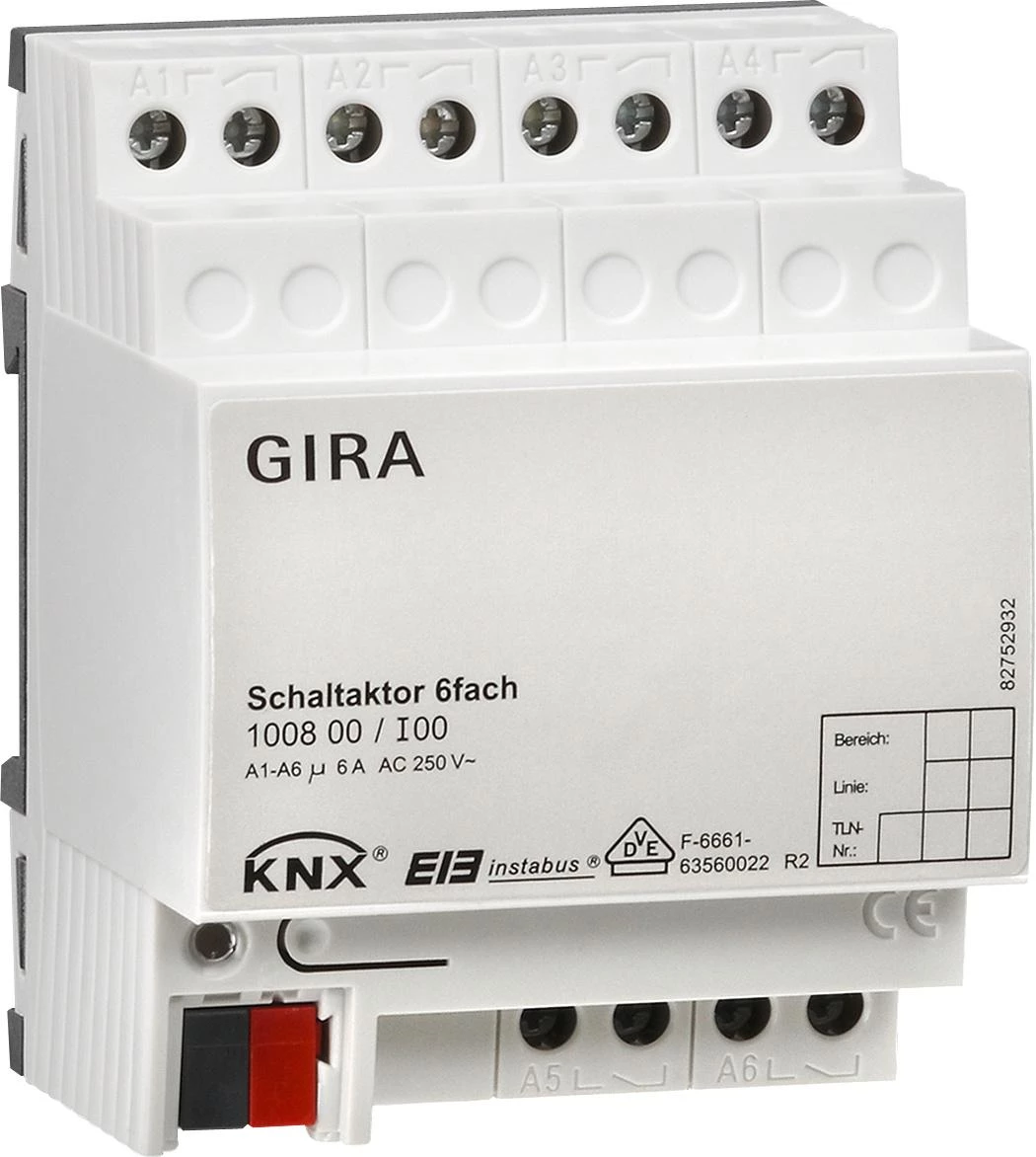  артикул 100800 название Gira Instabus KNX/EIB Исполнительное устройство 6-канальное